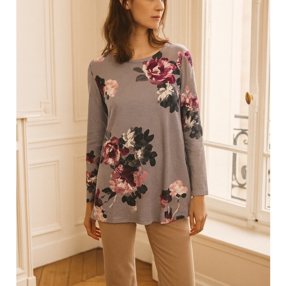 Joules Blue Gray Floral Knit Long Sleeve Top 12 - Picture 10 of 11